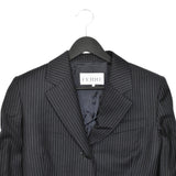 Vintage Gianfranco Ferre blazer bomber jacket windbreaker zip up tracksuit track jacket trackie sweater jumper sweatshirt pullover long sleeve in striped navy