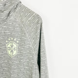 Vintage Nike hoodie pullover sweatshirt top in grey with neon green strings and zipper