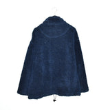 Vintage fuzzy zipneck outerwear sweatshirt jumper sweater pullover hoodie in dark blue