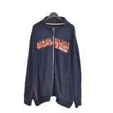 Vintage Napapirji zip up jumper long sleeve sweatshirt jacket bomber jacket trackie in dark blue and orange