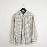 Vintage lotto formal button up shirt long sleeve top in white and brown stripes