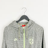 Vintage Nike hoodie pullover sweatshirt top in grey with neon green strings and zipper