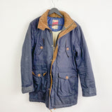 Vintage Review winter jacket puffer coat windbreaker tracksuit track jacket long sleeve in dark blue