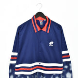 Vintage lotto bomber jacket windbreaker fleece track jacket in dark blue white and red