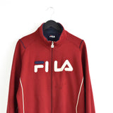 Vintage Fila zip up jacket jumper lonsgsleeve tee pullover sweatshirt fleece track jacket in burgundy and white