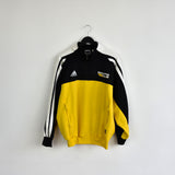 Vintage Adidas zip up crewneck jumper pullover sweatshirt windbreaker fleece track jacket hoodie in black and yellow