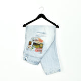 Vintage unique jeans pants bottoms trousers in light blue