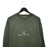 Vintage Fred Perry sweatshirt pullover jumper hoodie in dark/army green