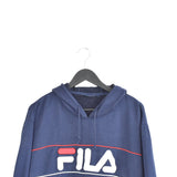 Vintage Fila hoodie pullover sweatshirt windbreaker fleece track jacket jumper in dark blue, red and white