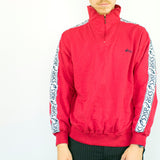 Vintage Asics half zip fleece sweatshirt hoodie jumper sweater pullover in red