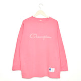 Vintage Champion thin material longsleeve tee pullover sweatshirt in pink