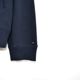 Vintage Tommy Hilfiger zip up hoodie sweater jumper sweatshirt pullover long sleeve tracksuit trackie jacket in dark blue and white