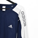 Vintage Adidas V-neck jumper long sleeve shirt tee blouse top sweatshirt in grey and dark blue