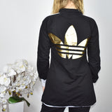 Cute sporty Adidas long zip up track jacket hoodie jumper sweater top cardigan pullover in black