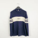 Vintage Next sweatshirt longsleeve tee pullover jumper in dark blue with white stripes