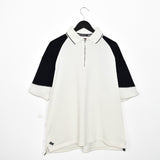 Vintage Helly Hansen quarter zip up polo shirt short sleeve t-shirt tee blouse top in white and blue