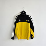 Vintage Adidas zip up crewneck jumper pullover sweatshirt windbreaker fleece track jacket hoodie in black and yellow