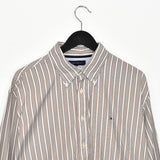 Vintage Tommy Hilfiger formal button up shirt long sleeve top in white and brown stripes