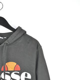 Vintage Ellesse hoodie pullover sweatshirt windbreaker fleece track jacket in dark grey