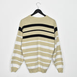 Vintage Lacoste jumper sweater pullover sweatshirt top striped in beige white and black