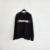 Vintage Reebok crewneck jumper pullover sweatshirt windbreaker fleece track jacket hoodie in black and white