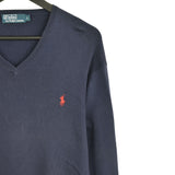 Vintage Ralph Lauren polo V neck sweater thin material longsleeve tee pullover sweatshirt in dark blue