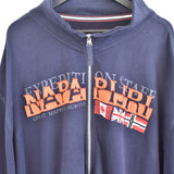 Vintage Napapirji zip up jumper long sleeve sweatshirt jacket bomber jacket trackie in dark blue and orange
