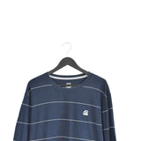 Vintage Nike longsleeve tee pullover jumper sweatshirt windbreaker fleece track jacket in dark blue with white stripes