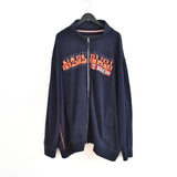 Vintage Napapirji zip up jumper long sleeve sweatshirt jacket bomber jacket trackie in dark blue and orange