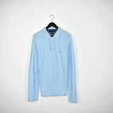Vintage Tommy Hilfiger long sleeve polo shirt t-shirt pullover jumper in lighter blue