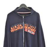 Vintage Napapirji zip up jumper long sleeve sweatshirt jacket bomber jacket trackie in dark blue and orange