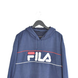 Vintage Fila hoodie pullover sweatshirt windbreaker fleece track jacket jumper in dark blue, red and white