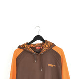 Vintage Puma hoodie pullover sweatshirt windbreaker fleece track jacket jumper in brown and orange