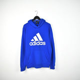 Vintage Adidas hoodie pullover sweatshirt windbreaker fleece track jacket in bright blue