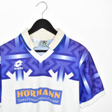 Vintage lotto polo sport shirt short sleeve t-shirt tee blouse top in blue and white