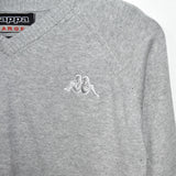 Vintage Kappa V-neck jumper jumper longsleeve tee pullover sweatshirt in grey