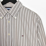 Vintage Tommy Hilfiger formal button up shirt long sleeve top in white and brown stripes