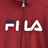 Vintage Fila zip up jacket jumper lonsgsleeve tee pullover sweatshirt fleece track jacket in burgundy and white