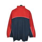 Vintage Man’s world Sport quarter zip up fleece jumper longsleeve tee pullover sweatshirt in dark blue and red