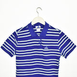 Vintage Adidas polo shirt t-shirt pullover in white and blue