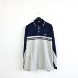 Vintage Nike pullover sweatshirt longsleeve polo shirt fleece sweater track jacket in navy blue and grey