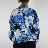 Vintage 80s 90s fleece sweater button up neck with blue snowflake pattern