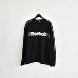 Vintage Reebok crewneck jumper pullover sweatshirt windbreaker fleece track jacket hoodie in black and white