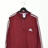 Vintage Adidas quarter zip up sweatshirt jumper hoodie t-shirt pullover in maroon and white