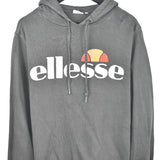 Vintage Ellesse hoodie pullover sweatshirt windbreaker fleece track jacket in dark grey