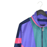 Vintage Sergio Tacchini track fleece longsleeve tee pullover windbreaker sweatshirt in blue, purple, green and pink