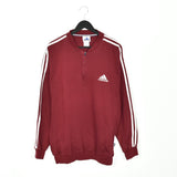 Vintage Adidas quarter zip up sweatshirt jumper hoodie t-shirt pullover in maroon and white