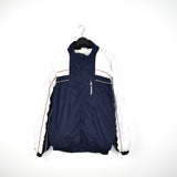 Vintage Reebok windbreaker track jacket tracksuit trackie jumper in white and blue with red stripes