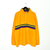 Vintage fuzzy fleece track longsleeve tee pullover sweatshirt jumper in orange