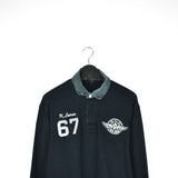 Vintage Polo Ralph Lauren jumper pullover sweatshirt windbreaker fleece track jacket in dark grey.